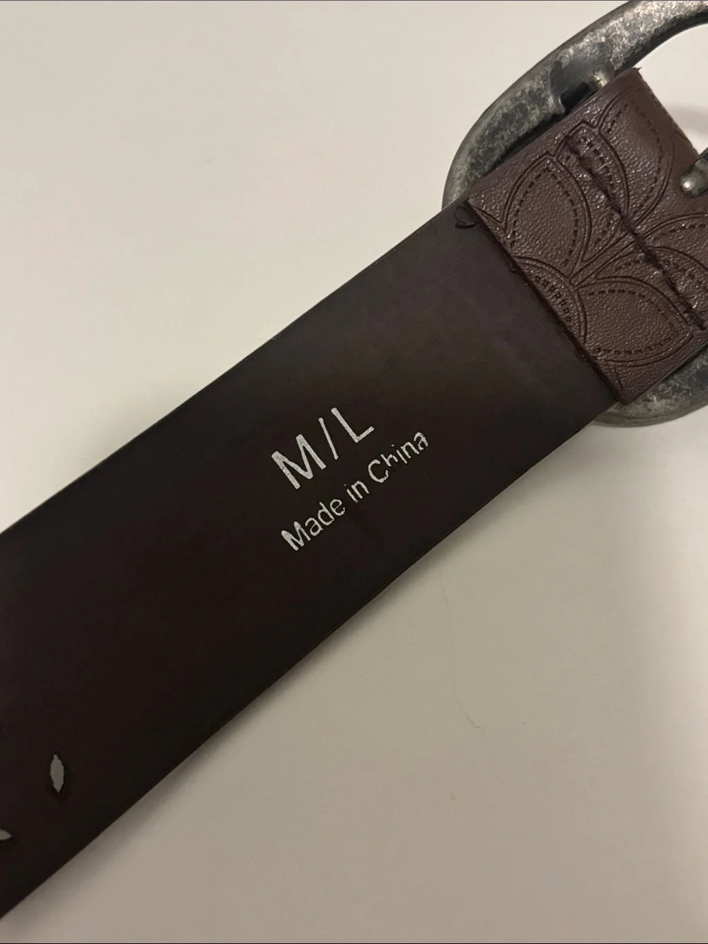 Women's Brown Cut-out Patterned  Faux lLeather Belt with Antique Buckle